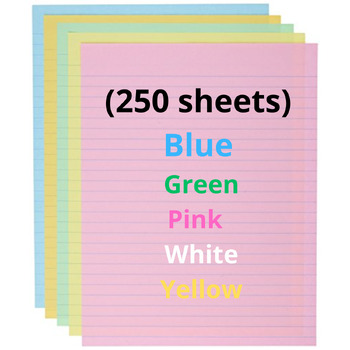 Preview of Multicolored Writing Sheets With Lines For All Grade Levels .