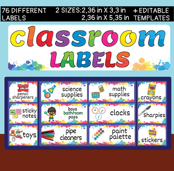 Multicolored classroom labels by Unstoppable Learning | TpT