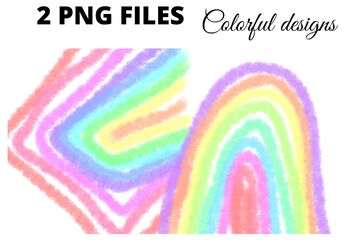 Preview of Multicolored rainbow abstract watercolor png clipart