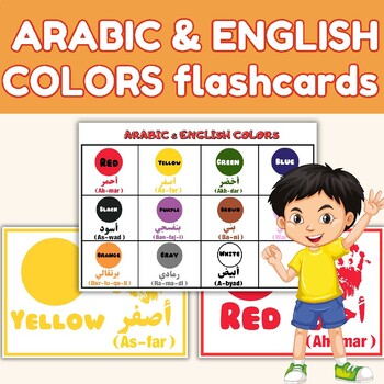 Preview of ARABIC & ENGLISH COLORS flashcards & POSTER SET