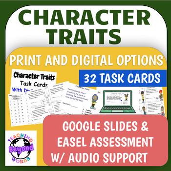 Preview of Multicultural Character Traits Task Cards- Digital Versions - With Audio Support
