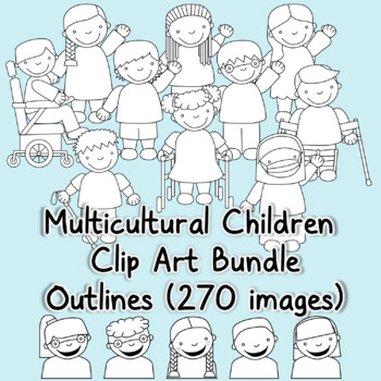 Superhero Kids Stamps Clipart, Multicultural Kids, MEGA BUNDLE AMB-2313