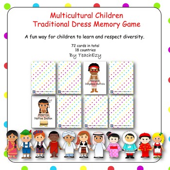 Preview of Multicultural Children in Traditional Dress Memory Game