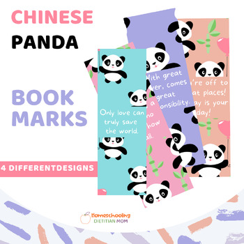 Preview of Multicultural Chinese Style Bookmarks - Cute Pandas
