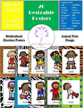 Preview of Multicultural Emotion Posters Animal Print Design