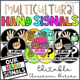 Multicultural Hand Signal Editable Classroom Signs