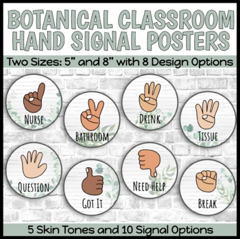 Preview of Multicultural Hand Signals (Botanical/Farmhouse Theme)