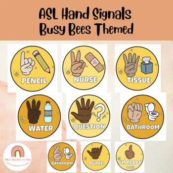 Preview of Multicultural Hand Signals* Busy Bees Theme- Honey Bees, Classroom Management