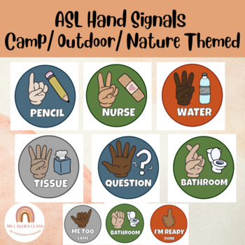 Preview of Multicultural Hand Signals* Camp Theme- Outdoor Theme, Classroom Management