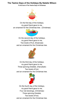 Preview of Multicultural Holiday Poem (Christmas, Hanukkah, Kwanza and more)