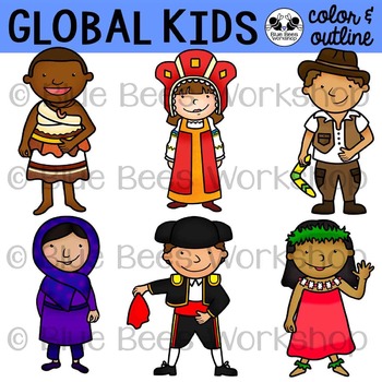 Preview of Multicultural Kids from Around the World Clip Art - Set 3