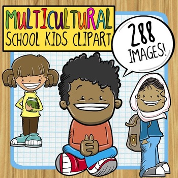 Preview of Multicultural School Kids Clipart