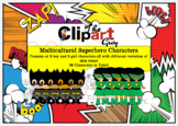 Multicultural Superhero Clipart Characters Package (96 Ima
