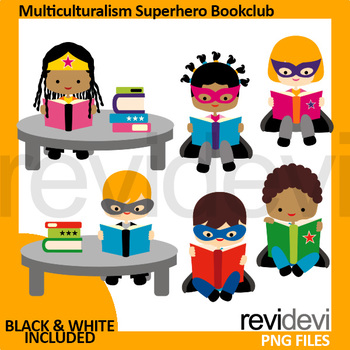 Preview of Multiculturalism Superhero Book Club Clip Art