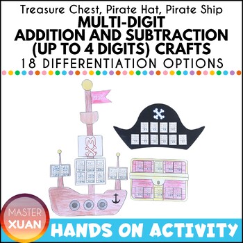 Preview of Multidigit Addition And Subtraction Pirate Craft - Pirate Day Activities