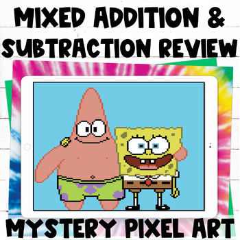 Preview of Multidigit Addition & Subtraction Back to School Review Pixel Art Activity