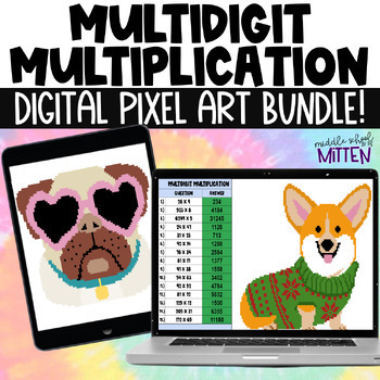 Preview of Multidigit Multiplication Digital Pixel Art Activity Bundle