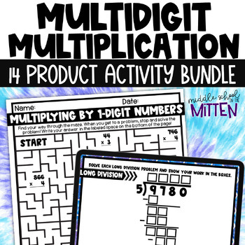 Preview of Multidigit Multiplication Printable & Digital Practice & Review Activity Bundle