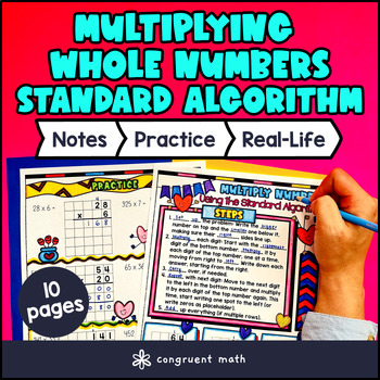 Preview of Multi Digit Multiplication Whole Numbers Guided Notes with Doodles Sketch Notes