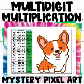 Preview of Multidigit Multiplication by One & Two Digits Pixel Art Mystery Digital Activity