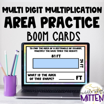 Preview of Multi Digit Multiplication with Area Boom Cards - Two Digit by Two Digit