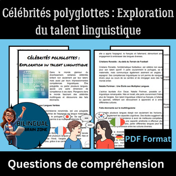 Preview of Multilingual Celebrities- Célébrités Polyglottes- French Reading Comprehension