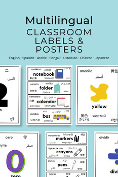 Preview of Multilingual Classroom Labels & Posters BUNDLE