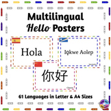 Multilingual Hello Posters For Classroom Decor - Crayon Theme
