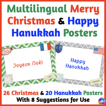 Multilingual Merry Christmas & Happy Hanukkah Posters