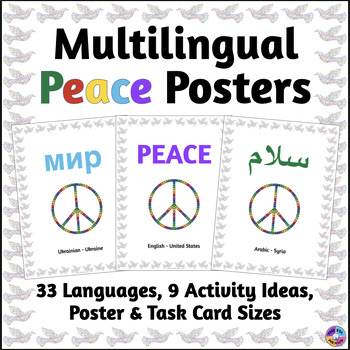 Preview of Multilingual Peace Posters – Peace Lesson Plan Activities - Peace Bulletin Board