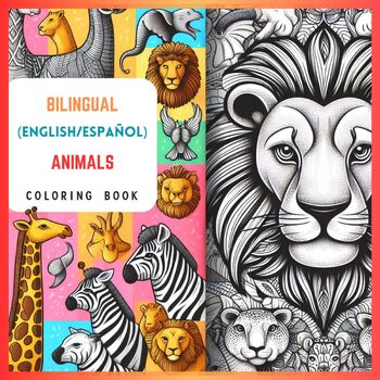 Preview of Multilingual (Spanish, English) Animals Coloring Pages - Libro para colorear