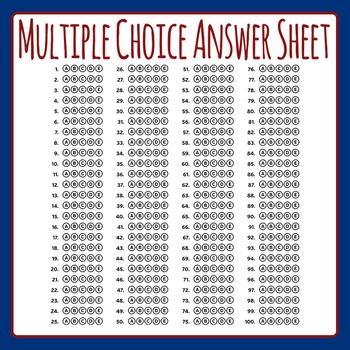 Preview of Multiple Choice Answer Sheet Multi Choice Template Clip Art Commercial Use