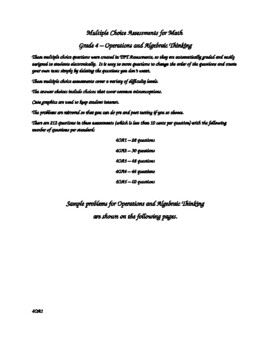 Preview of Multiple Choice Assessments - Grade 4 - Operations and Algebraic Thinking