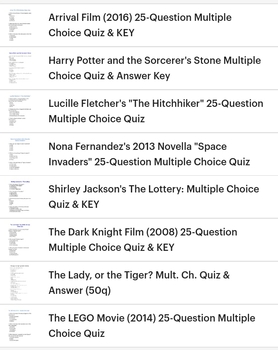 Preview of Multiple Choice Quiz & KEY - 200+ Questions Along with Answers