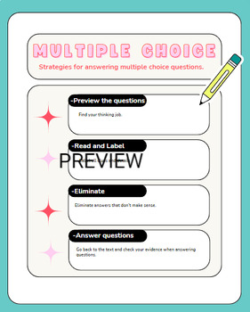 Preview of Multiple Choice Strategies TEST PREP ANCHOR CHART
