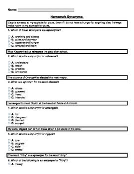 homework synonyms english