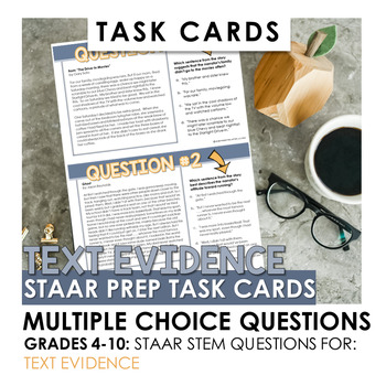 Preview of Multiple Choice Task Cards: TEXT EVIDENCE