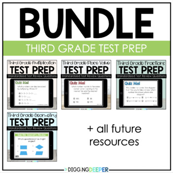 Preview of Multiple Choice Test Prep Question Bundle for Third Grade