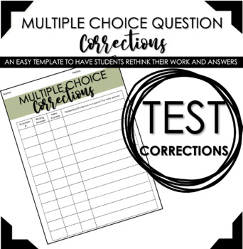 Preview of Multiple Choice (Test/Quiz) Corrections Handout