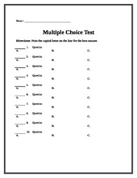 Multiple Choice Test Template Word - Goimages Algebraic