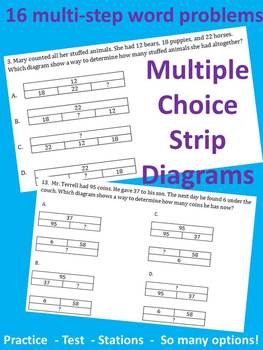 Preview of Multiple Choice Word Problems with matching Strip Diagrams/Part Part Whole