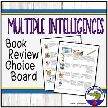 Preview of Multiple Intelligences Book Report Review - Menu Choice Board and Easel Activity