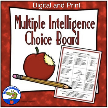 Preview of Multiple Intelligences Menu Choice Board and Easel Activity