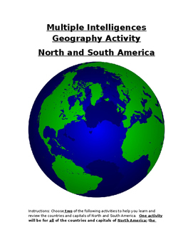 Preview of Multiple Intelligences North and South American Geography