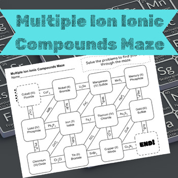 Preview of Multiple Ion Ionic Compounds Chemistry Maze