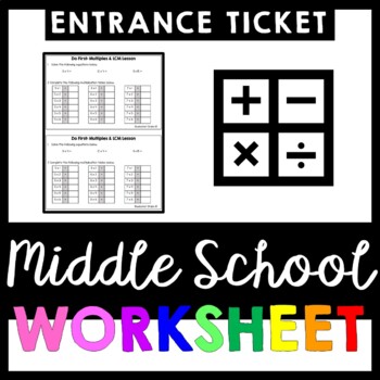 Preview of Multiple & LCM Lesson-Entrance Ticket