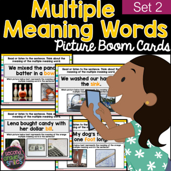 Preview of Multiple Meaning Boom Cards with Photos & Audio | Digital | Set 2