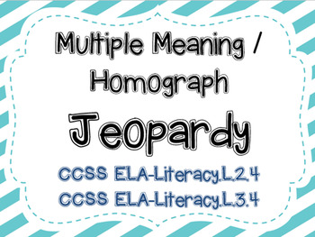 Preview of Multiple Meaning / Homograph Jeopardy