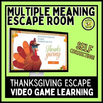 Preview of Multiple Meaning Homonyms Thanksgiving Digital Escape Room