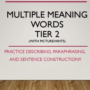 Preview of Multiple Meaning Vocabulary-Tier 2 words: paraphrasing, sentence formulation